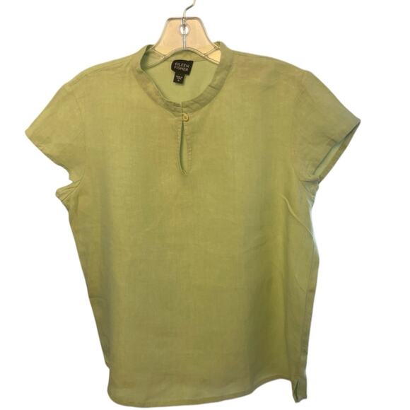 Eileen Fisher Linen Cap Sleeve Top, Pale Mint, Resort, beach, coastal Grandma S - Picture 1 of 4